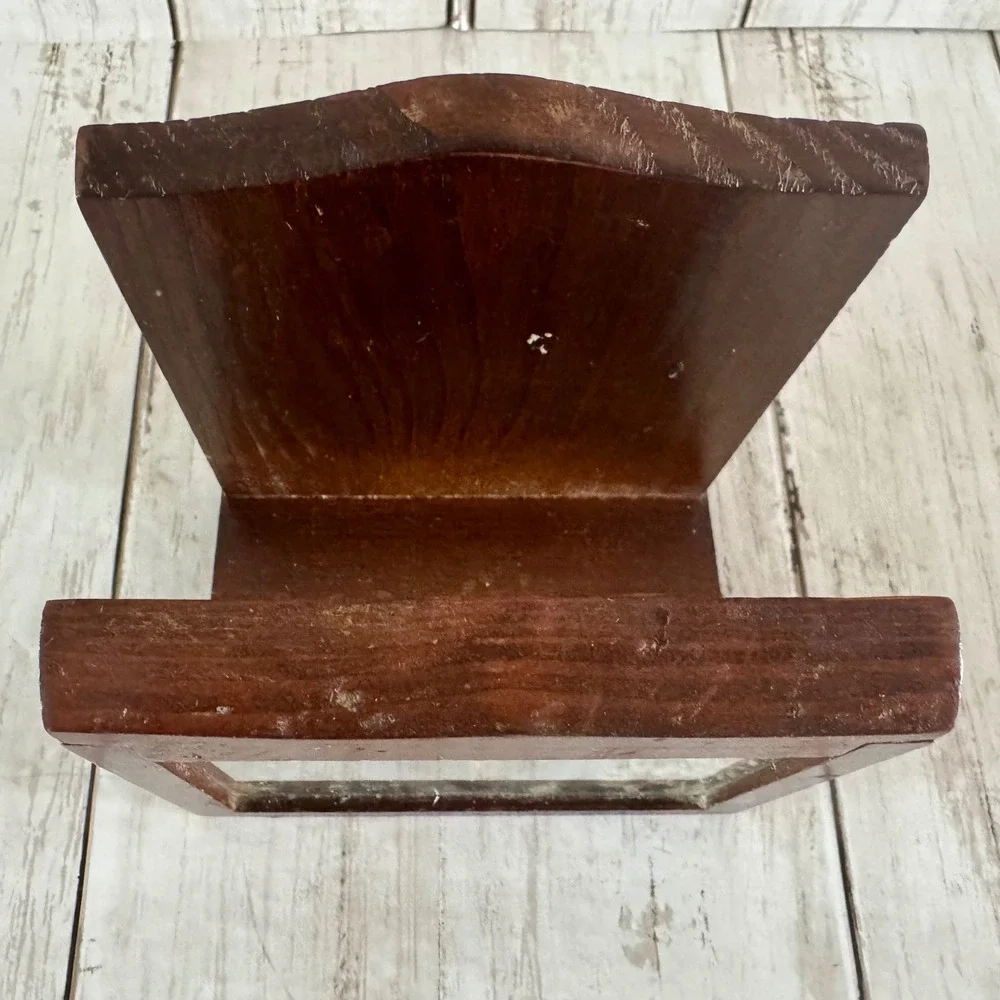 Vintage Wooden Napkin Holder Shadow Box Dried Wheat Beans Seeds Farmhouse Decor
